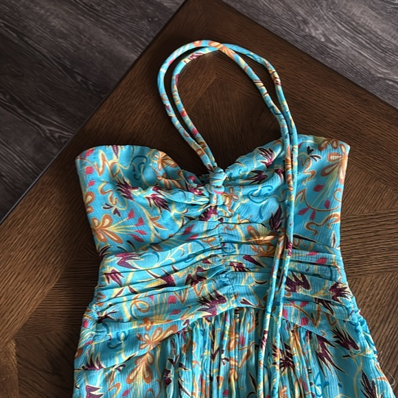 A.L.C. VIOLET BLUE TEAL SILK PRINTED HALTER SLEEVELESS ASYMMETRIC,SZ 2,$695 - Picture 14 of 17